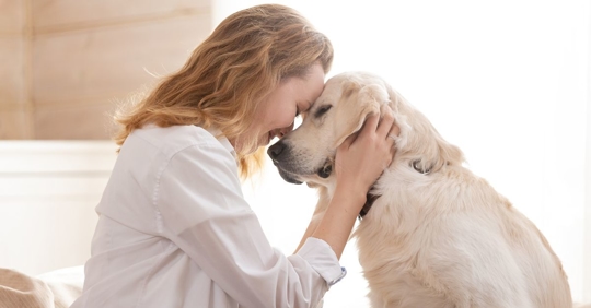woman with pet dog